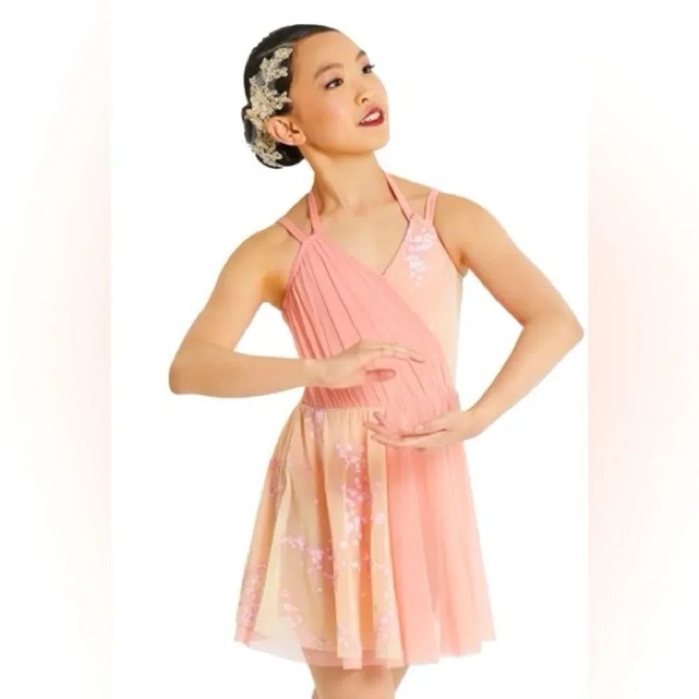 WEISSMAN Dance Costume dress pink peach Bridge Over Troubled Water 11923 SC 6